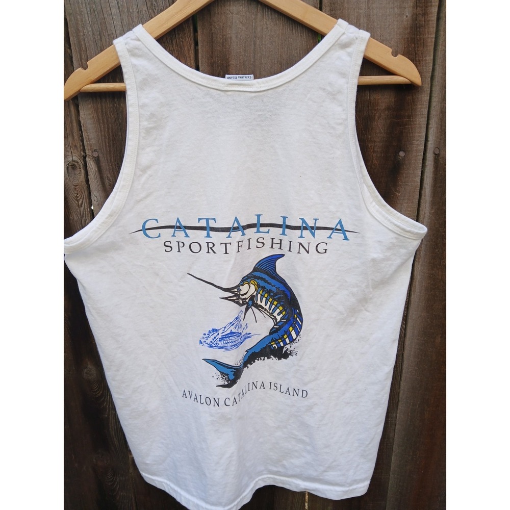 Vintage Catalina Sportfishing Tank Top Medium Marlin Buoys & Gulls 90s Y2K Tee